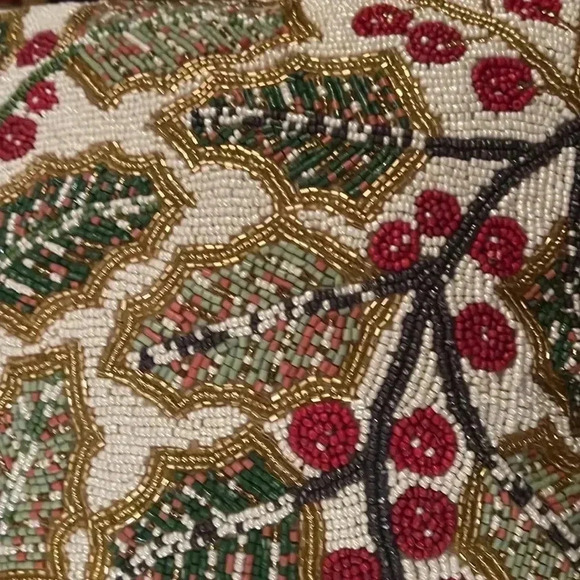 Cherished Traditions Holly & Berry Beaded Accent Pillow Christmas Decor - Picture 10 of 15